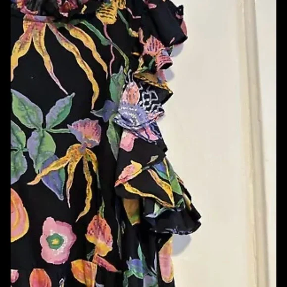 Banjanan Hannah Dress Large Eden Garden Black Print Viscose Maxi $400 Retail - Picture 9 of 9